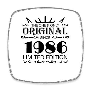1986 - Year of construction 1986 - Born 1986 - Square fridge magnet - white - Front