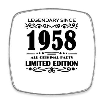 1958 - Born 1958 - Year of construction 1958 - Square fridge magnet - white - Front