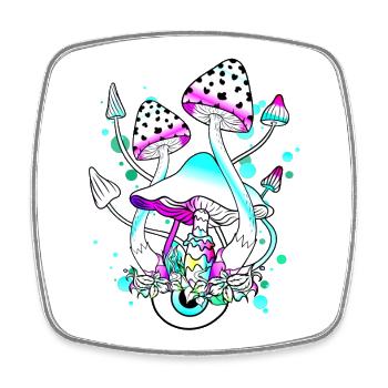 Magic Mushrooms weiße Pilz Augen Kunst - Viereckiger Kühlschrankmagnet - Weiß - Vorne