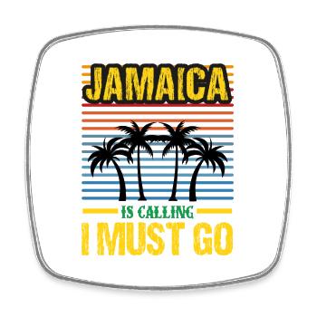 Jamaica Retro Palmenstrand - Viereckiger Kühlschrankmagnet - Weiß - Vorne