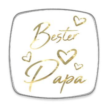 Bester Papa gold - Viereckiger Kühlschrankmagnet - Weiß - Vorne