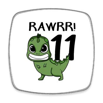 11 Geburtstag Dinosaurier Kindergeburtstag - Viereckiger Kühlschrankmagnet - Weiß - Vorne