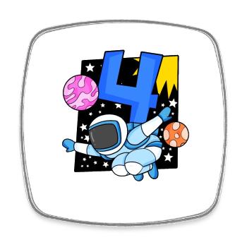 4e anniversaire 4 ans Espace jeune astronaute - Magnet carré - blanc - Devant