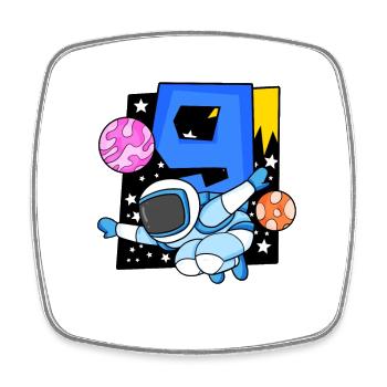 9. Geburtstag 9 Jahre Astronaut Weltall - Viereckiger Kühlschrankmagnet - Weiß - Vorne