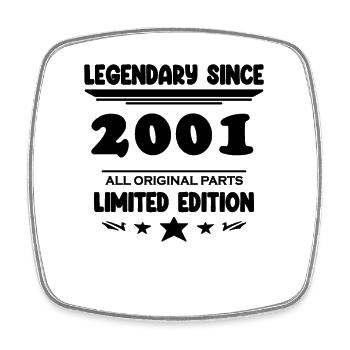 2001 - Born 2001 - Year of construction 2001 - Square fridge magnet - white - Front