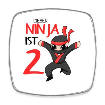 2. Geburtstag Junge 2 Jahre alt Ninja - Viereckiger Kühlschrankmagnet - Weiß - Vorne