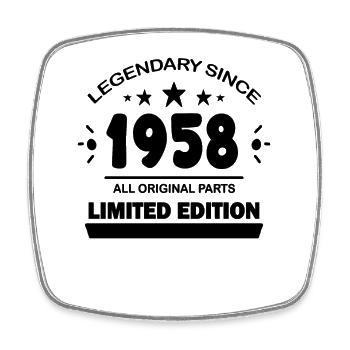 1958 - Born 1958 - Year of construction 1958 - Square fridge magnet - white - Front