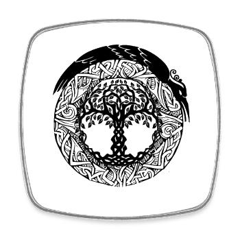 Celtic tree in a circle - Square fridge magnet - white - Front