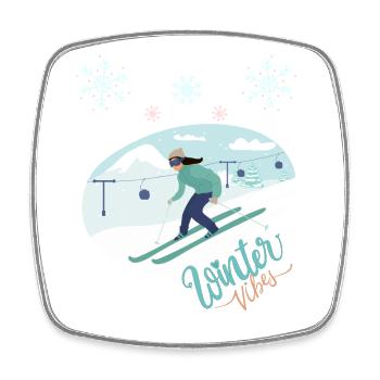 Winter Vibes - Skiing Winter Sports - Viereckiger Kühlschrankmagnet - Weiß - Vorne