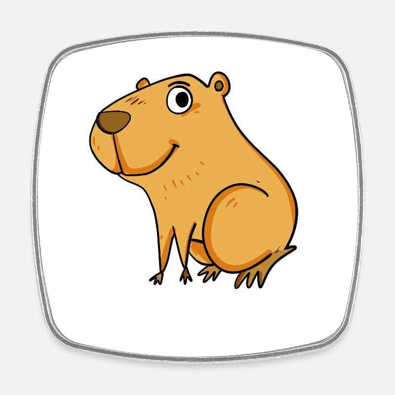 Motif Capybara capybara - Magnet carré - blanc