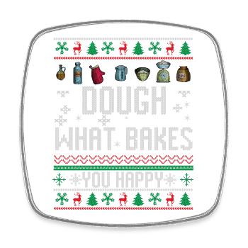 Dough What Bakes You Happy Backen - Viereckiger Kühlschrankmagnet - Weiß - Vorne