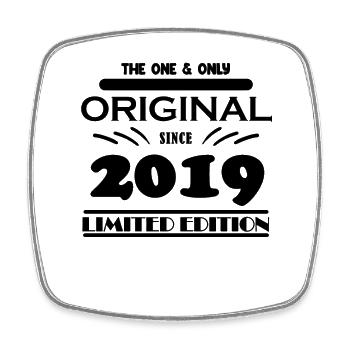 2019 - Year of construction 2019 - Vintage 2019 - Square fridge magnet - white - Front