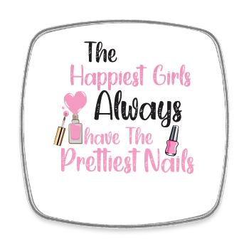 The Happiest Girls Have The Prettiest - Viereckiger Kühlschrankmagnet - Weiß - Vorne