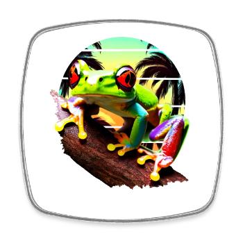 Red Eyed Tree Frog Sunset - Square fridge magnet - white - Front
