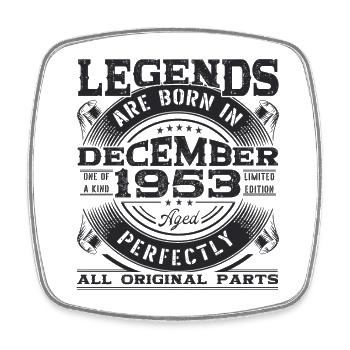 Né en décembre 1953 69e anniversaire Légende Mann - Magnet carré - blanc - Devant