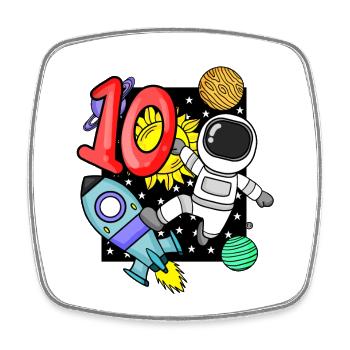 10. Geburtstag - 10 Jahre alt Junge Astronaut - Viereckiger Kühlschrankmagnet - Weiß - Vorne