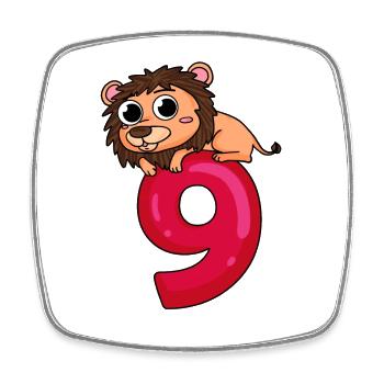 9 ans - 9e anniversaire avec motif animalier - Magnet carré - blanc - Devant