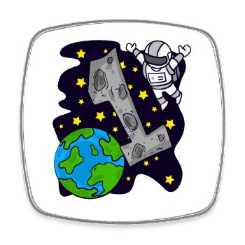 1. Geburtstag - 1 Jahre alt Junge Astronaut - Viereckiger Kühlschrankmagnet - Weiß - Vorne