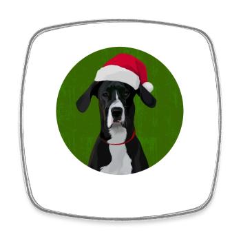 Grand chien danois au chapeau de père Noël pour Noël - Magnet carré - blanc - Devant