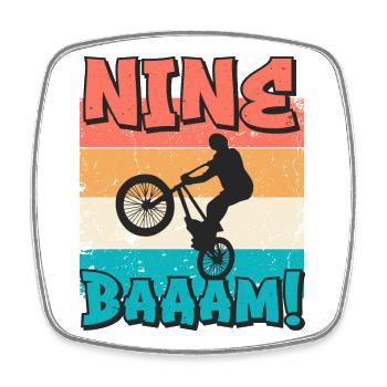 9th birthday Bmx 9 years gift - Square fridge magnet - white - Front