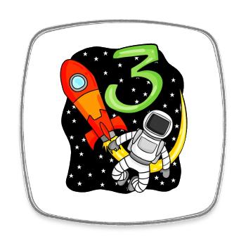3ème anniversaire - 3 ans Jeune astronaute - Magnet carré - blanc - Devant