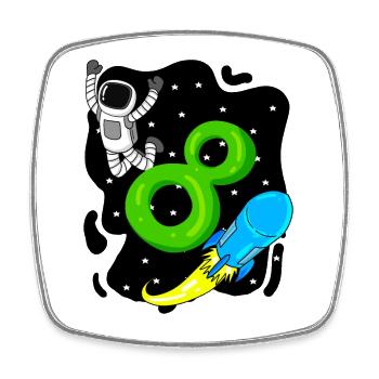 8th birthday - 8 years old Young astronaut - Square fridge magnet - white - Front
