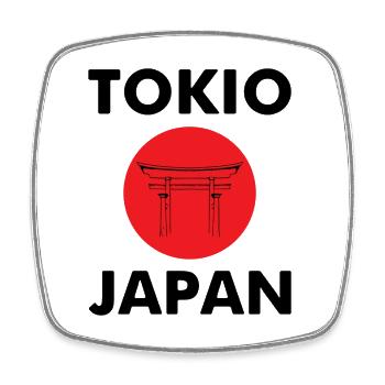 Tokio Japan Torii Grafikdesign Beschreibung: Stark - Viereckiger Kühlschrankmagnet - Weiß - Vorne