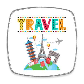 Voyage - Idée cadeau pour les amoureux des voyages - Magnet carré - blanc - Devant