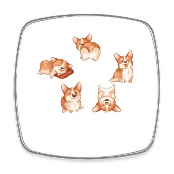 Cute Corgis pour filles - Magnet carré - blanc - Devant