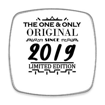 2019 - Year of construction 2019 - Vintage 2019 - Square fridge magnet - white - Front