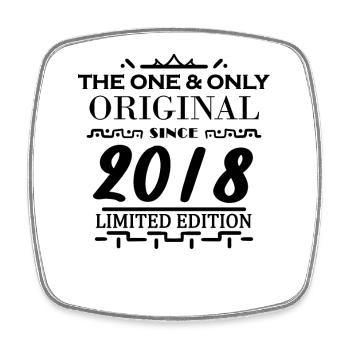 2018 - Year of construction 2018 - Vintage 2018 - Square fridge magnet - white - Front