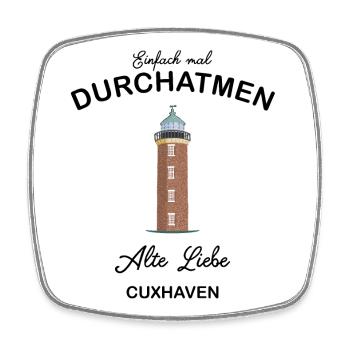 Cuxhaven, Hamburger Leuchtturm an der Alten Liebe - Viereckiger Kühlschrankmagnet - Weiß - Vorne