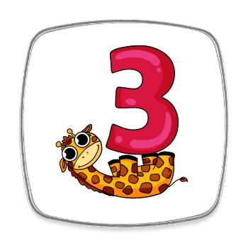 3 ans - 3ème anniversaire avec motif animal - Magnet carré - blanc - Devant
