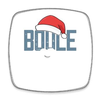 Boule Santa Tenue de pétanque pour Bouler pour boules - Magnet carré - blanc - Devant