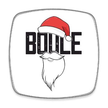 Boule Santa Tenue de pétanque pour Bouler pour boules - Magnet carré - blanc - Devant