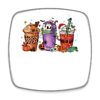 Winter coffee mug Hallothanksmas - Square fridge magnet - white - Front