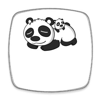 Family - Panda with Baby Panda - Square fridge magnet - white - Front