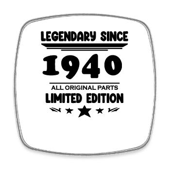 1940 - Born 1940 - Year of construction 1940 - Square fridge magnet - white - Front