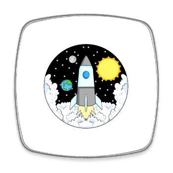 Rocket Space Space - Square fridge magnet - white - Front