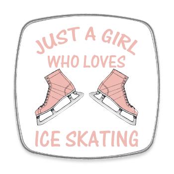 Just A Girl Who Loves Ice Skating Figure Skate - Viereckiger Kühlschrankmagnet - Weiß - Vorne
