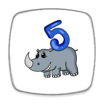 5 ans - 5e anniversaire avec motif animal - Magnet carré - blanc - Devant