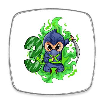 Garçon 3 ans 3ème anniversaire Garçon Ninja Green - Magnet carré - blanc - Devant