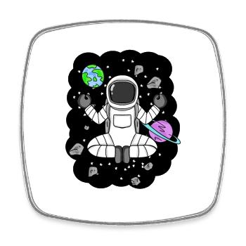 Astronaut Yoga Junge im Weltall - Meditation - Viereckiger Kühlschrankmagnet - Weiß - Vorne