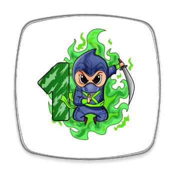 Garçon 1 an 1er anniversaire Garçon Ninja Green - Magnet carré - blanc - Devant