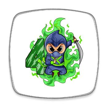 Garçon 4 ans 4ème anniversaire Garçon Ninja Green - Magnet carré - blanc - Devant