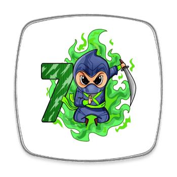 Garçon 7 ans 7ème anniversaire Garçon Ninja Green - Magnet carré - blanc - Devant