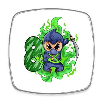 Garçon 8 ans 8ème anniversaire Garçon Ninja Green - Magnet carré - blanc - Devant