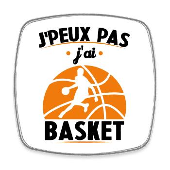 Je Peux Pas J ai Basket Cadeau Joueur De Basket - Magnet carré - blanc - Devant