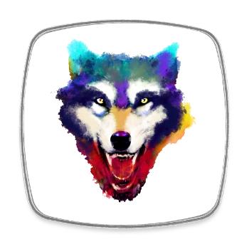 Wolfskopf Bunt Aquarell - Viereckiger Kühlschrankmagnet - Weiß - Vorne