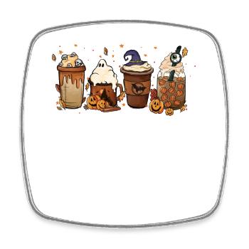 Coupe de chocolat chaud d’automne Halloween - Magnet carré - blanc - Devant